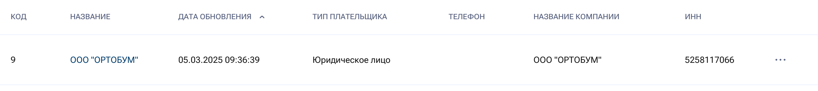 Редактирование компании